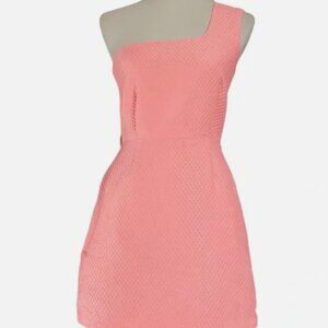 Victoria by Victoria Secret Asymmetrical Cotton Jacquard Pink Coral Dress US 4